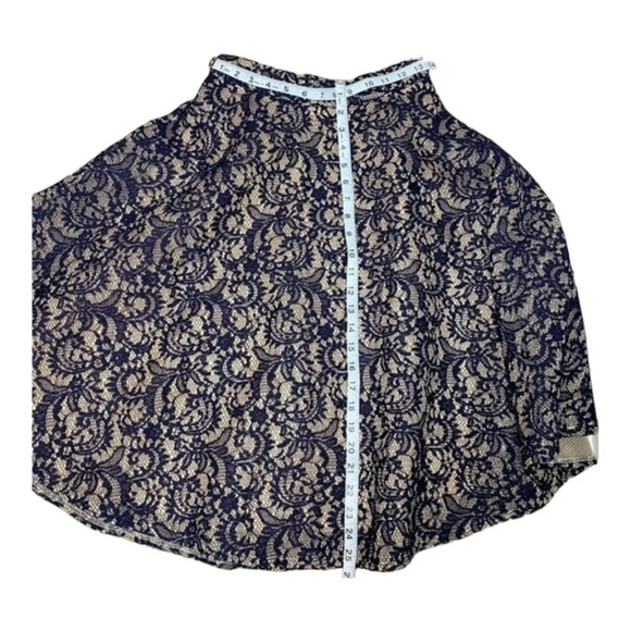 Francesca's Slip Skirt Beige Slip Navy Blue Lace Overlay A Line - Picture 3 of 5